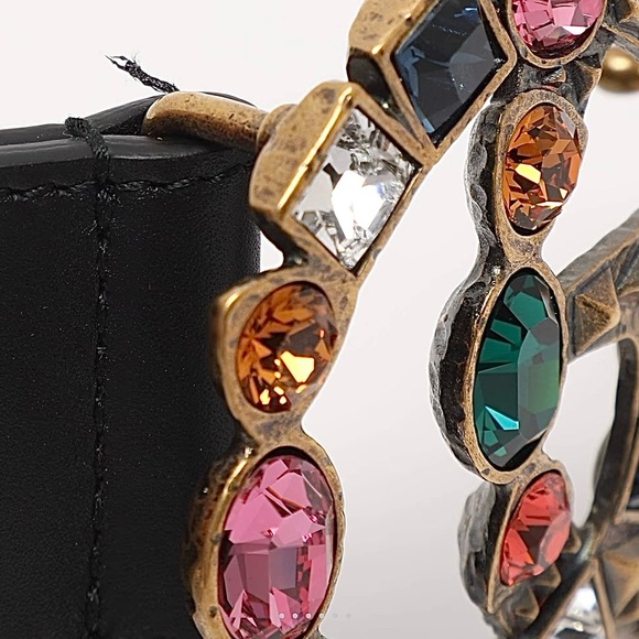Gucci Black Leather Belt NWT Multicolor Crystal Gemstones - Picture 3 of 5